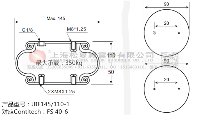 JBF145/110-1橡膠<a href='http://m.5058795.com/' target='_blank'><u>空氣彈簧</u></a>