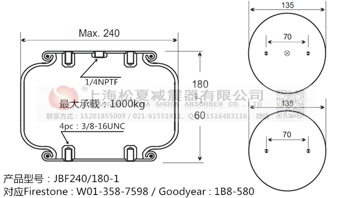 JBF240-180-1橡膠<a href='http://m.5058795.com/' target='_blank'><u>空氣彈簧</u></a>