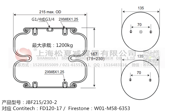 JBF215/230-2橡膠<a href='http://m.5058795.com/' target='_blank'><u>空氣彈簧</u></a>