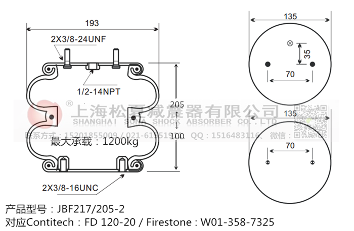 JBF217/205-2橡膠<a href='http://m.5058795.com/' target='_blank'><u>空氣彈簧</u></a>