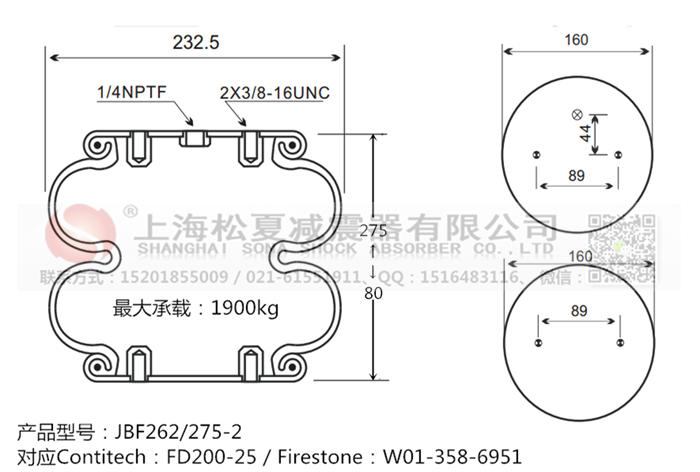 JBF262/275-2橡膠<a href='http://m.5058795.com/' target='_blank'><u>空氣彈簧</u></a>